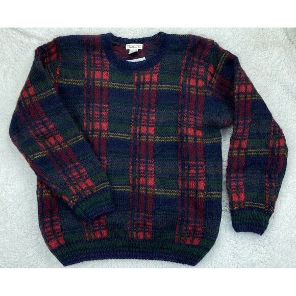 Talbots Other - VINTAGE Talbots Wool Blend Sweater Mens M Mohair Plaid 80s Retro Christmas RARE